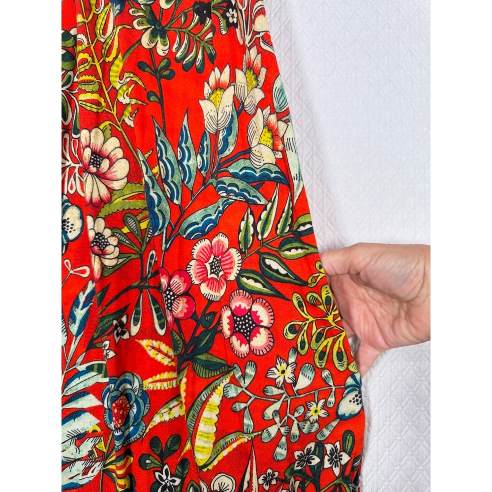 Soft Surroundings Red Floral Embroidered V-Neck Maxi Dress Pockets 1X 5EF18 - Picture 7 of 8